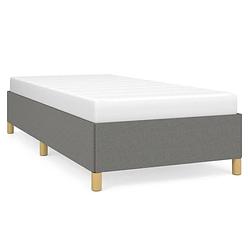 Foto van The living store bedframe stof donkergrijs - 193 x 93 x 35 cm - stevige poten - multiplex lattenbodem