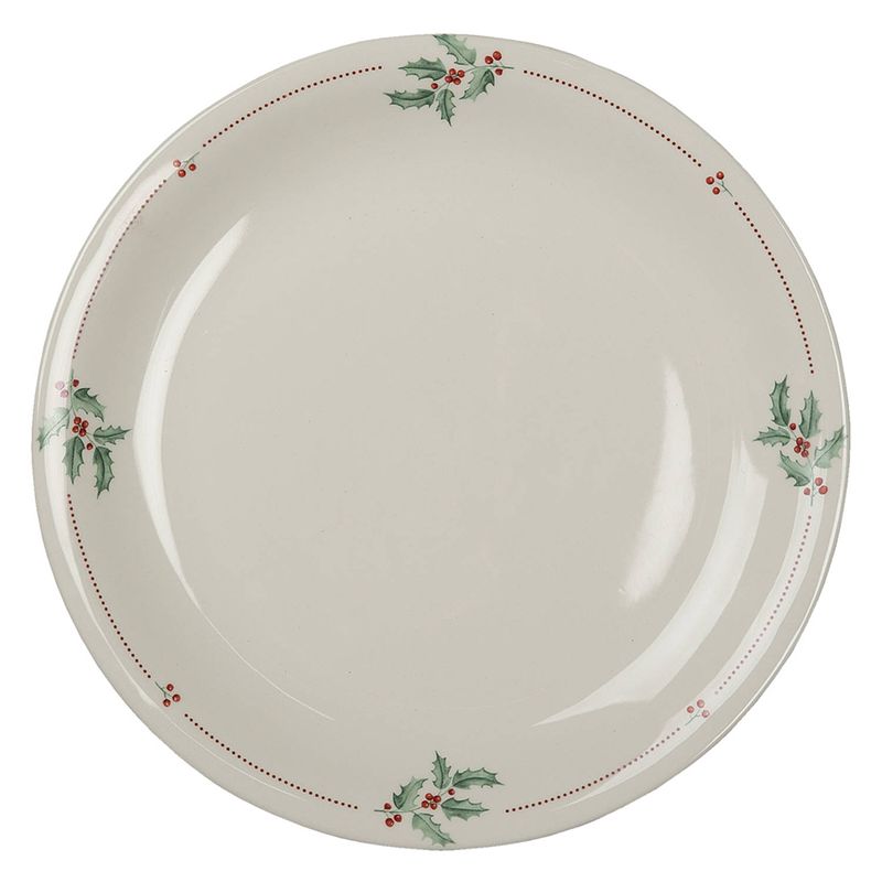 Foto van Clayre & eef servies dinerbord ø 28*2 cm creme keramiek rond hulstblaadjes eetbord creme eetbord