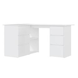 Foto van The living store hoekbureau - wit - 145 x 100 x 76 cm - met lades en schappen