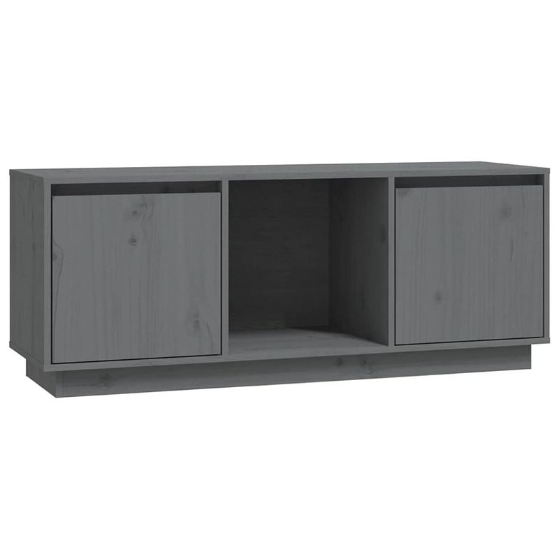 Foto van The living store tv-meubel grenenhout - 110.5x35x44 cm - grijs