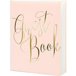 Foto van Roze/gouden gastenboeken 20 x 25 cm guest book - gastenboeken