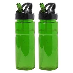 Foto van 2x groene drinkfles/waterfles 650 ml - drinkflessen