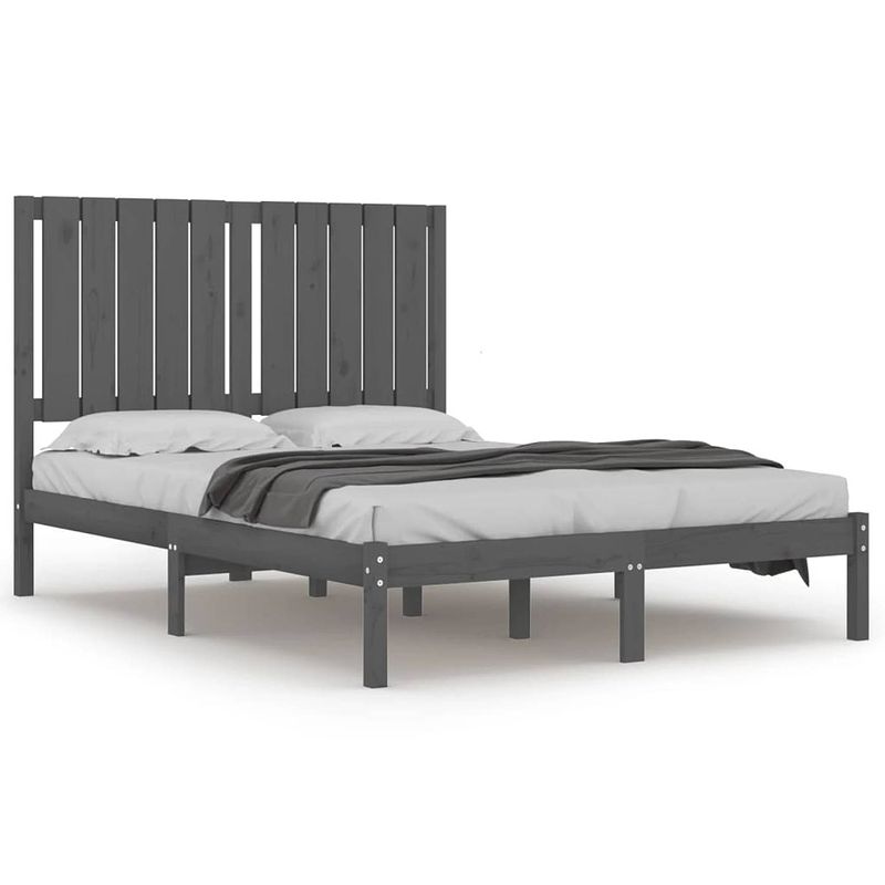 Foto van Vidaxl bedframe massief grenenhout grijs 120x200 cm