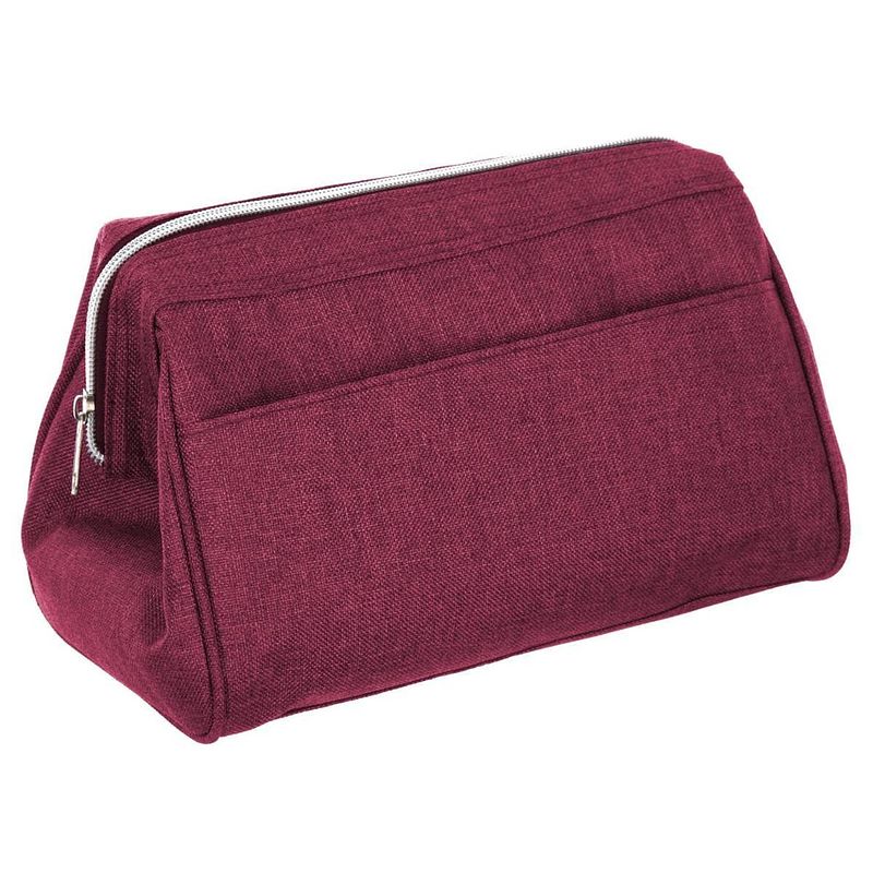 Foto van Toilettas/make-up etui/opberg tasje bordeaux rood 15 x 28 x 16 cm - toilettassen