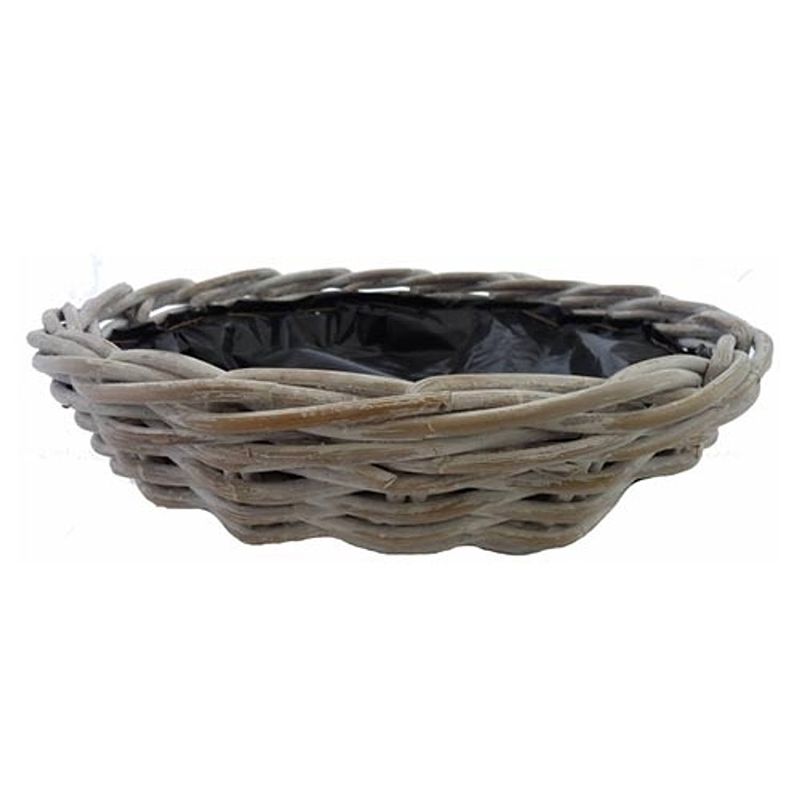 Foto van Van der leeden - rotan plantenschaal white wash - diameter 41x12 cm