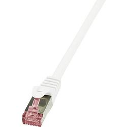 Foto van Logilink cq2061s rj45 netwerkkabel, patchkabel cat 6 s/ftp 3.00 m wit vlambestendig, snagless 1 stuk(s)