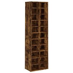 Foto van The living store schoenenrek gerookt eiken - 54x34x183 cm - met 22 schappen - bewerkt hout