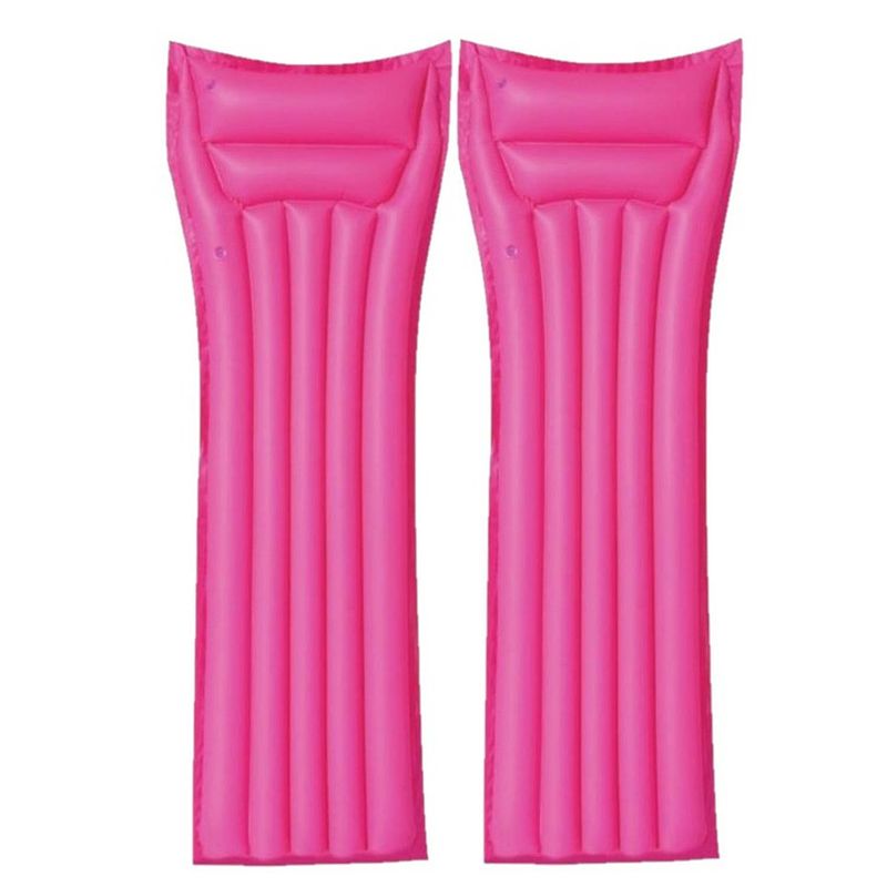 Foto van Set van 2x stuks bestway basic opblaabaar luchtbed roze 183 cm volwassenen - luchtbed (zwembad)