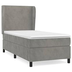 Foto van The living store boxspringbed - niet opgegeven - bed - afmeting- 203x93x118/128 cm - ken- zacht fluweel - praktisch