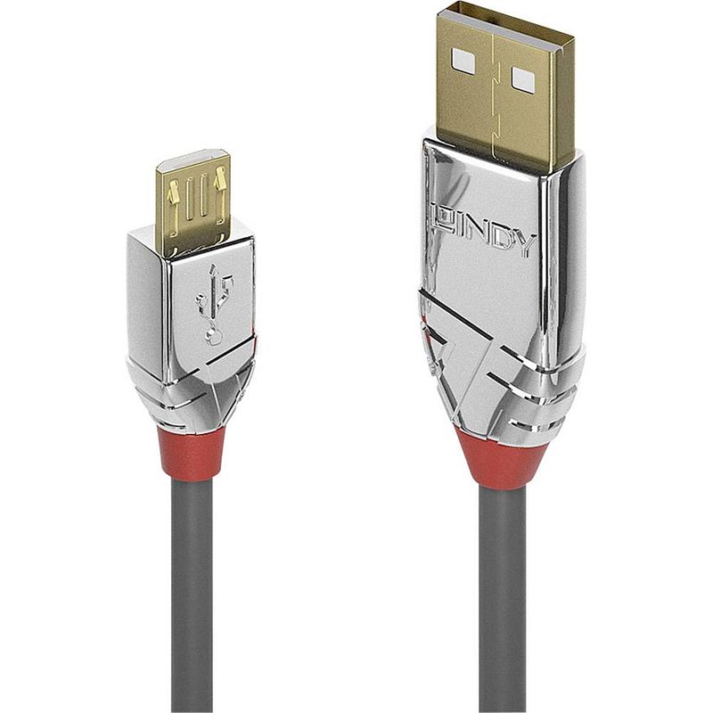 Foto van Lindy usb-kabel usb 2.0 usb-a stekker, usb-micro-b stekker 5.00 m grijs 36654