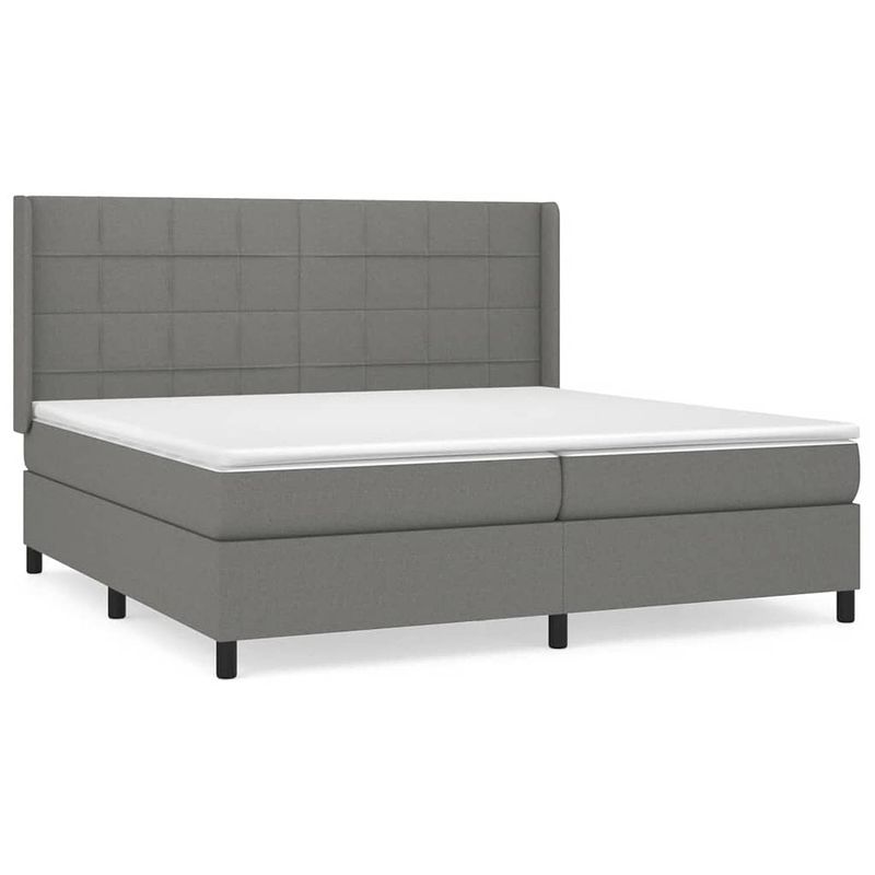 Foto van The living store boxspringbed - donkergrijs - 203 x 203 x 118/128 cm - pocketvering matrassen - middelharde