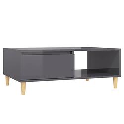 Foto van The living store middentafel spaanplaat - 90 x 60 x 35 cm - hoogglans grijs