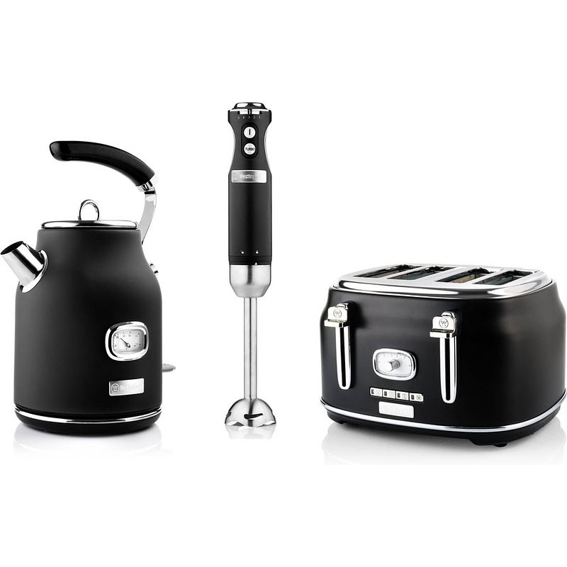 Foto van Westinghouse retro collections bundle - broodrooster, waterkoker & staafmixer - liquorice black