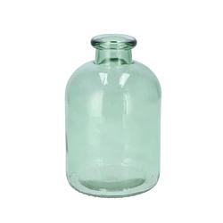 Foto van Dk design bloemenvaas fles model - helder gekleurd glas - zeegroen - d11 x h17 cm - vazen