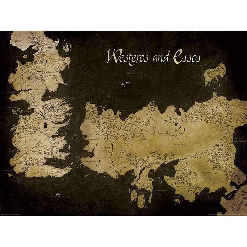 Foto van Pyramid game of thrones westeros and essos antique map kunstdruk 80x60cm