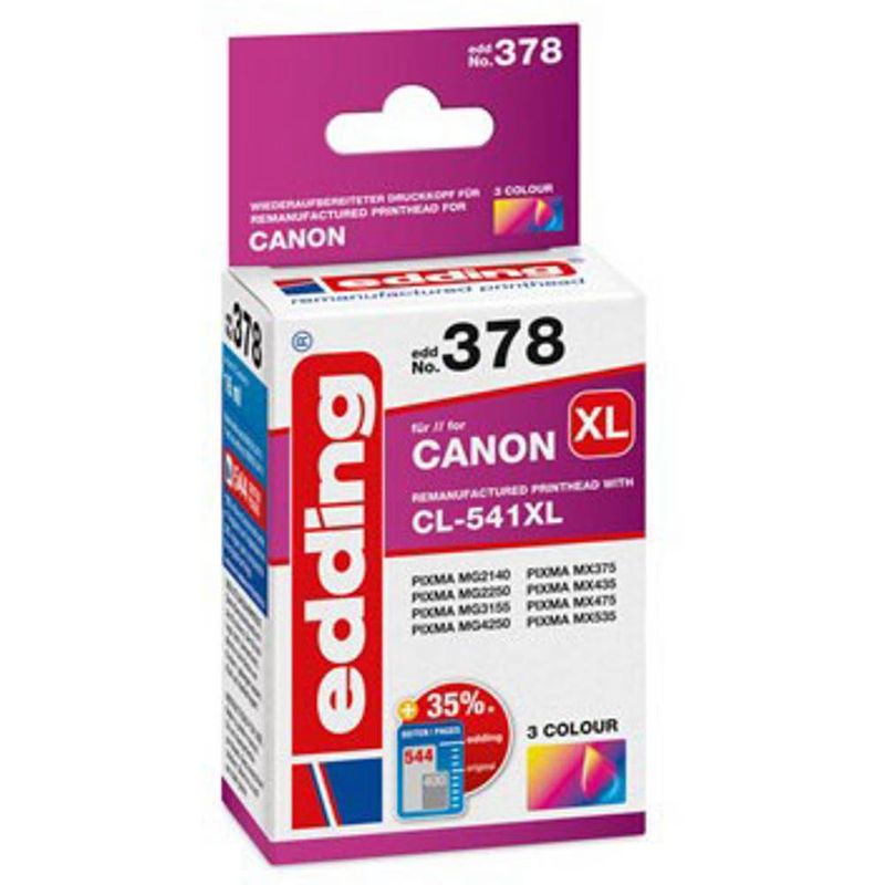 Foto van Edding cartridge vervangt canon cli-541xl compatibel single cyaan, magenta, geel edd-378 18-378