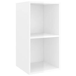 Foto van The living store tv wandmeubel - - - 37x37x72 cm - kleur- hoogglans wit