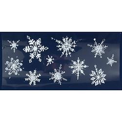 Foto van 1x witte kerst raamstickers glitter sneeuwvlokken 23 x 49 cm - feeststickers