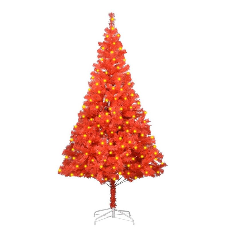 Foto van Vidaxl kunstkerstboom met led's en standaard 180 cm pvc rood