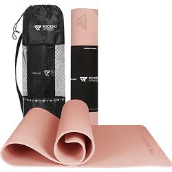 Foto van Yoga mat - fitness mat rose gold - yogamat anti slip & eco - extra dik - duurzaam tpe materiaal - incl draagtas