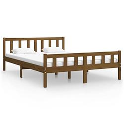 Foto van The living store bedframe grenenhout - 205.5x155.5x69.5 cm - honingbruin - 150x200 cm (king size) - stabiel en