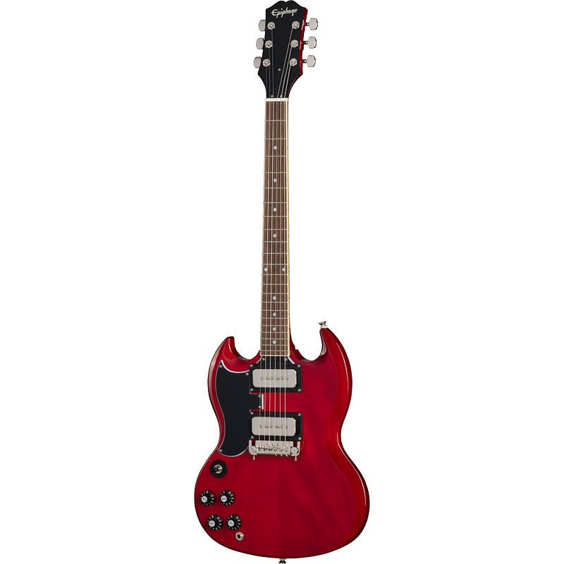 Foto van Epiphone tony iommi sg special lh vintage cherry linkshandige elektrische gitaar met koffer