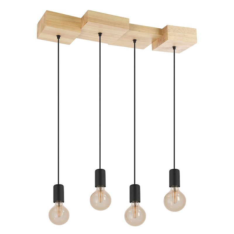 Foto van Eglo halkin hanglamp - e27 - 72 cm - bruin/zwart - hout