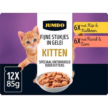 Foto van Jumbo fijne stukjes in gelei kitten 12 x 85g