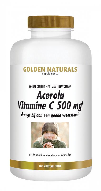 Foto van Golden naturals acerola vitamine c 500mg tabletten
