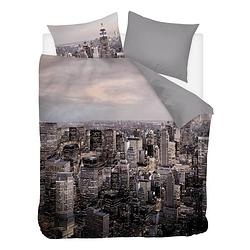 Foto van Snoozing citylights - flanel - dekbedovertrek- lits-jumeaux - 240x200/220 cm - grijs