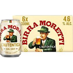 Foto van Birra moretti l'sautentica bier blik 6x33cl bij jumbo