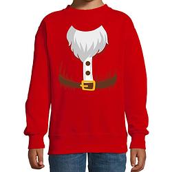 Foto van Kerstman kostuum verkleed sweater / trui rood voor kinderen 7-8 jaar (122/128) - kerst truien kind