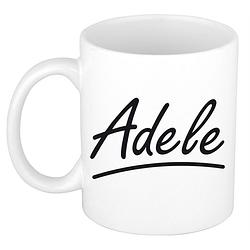 Foto van Naam cadeau mok / beker adele met sierlijke letters 300 ml - naam mokken