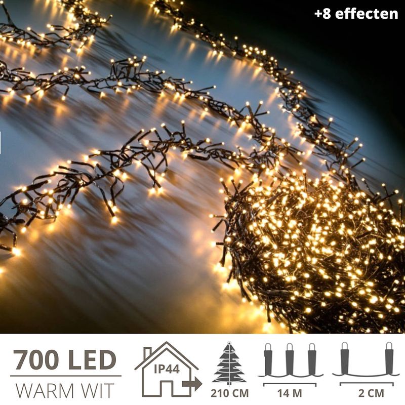 Foto van Kerstverlichting - kerstboomverlichting - clusterverlichting - kerstversiering - kerst - 700 led's - 14 meter - warm...