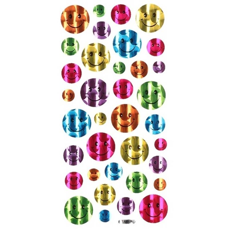 Foto van Gekleurde metallic smiley stickervel 36 stuks - stickers