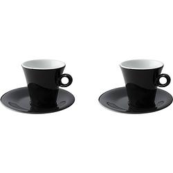 Foto van Maastricht porselein cappuccinokop en schotel finn colour 20 cl 15.5 cm zwart porselein 2 stuk(s)