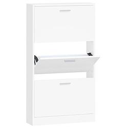 Foto van The living store schoenenkast - modern en trendy - schoenenrek met 3 lades - 59 x 17 x 108 cm (wit)