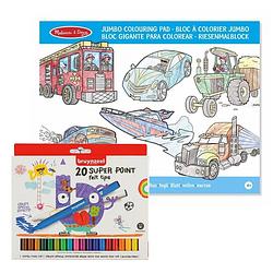 Foto van Jongens voertuigen kleurboek met 20x bruynzeel viltstiften set - kleurboeken
