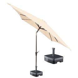 Foto van Kopu® vierkante parasol malaga 200x200 cm met voet - naturel