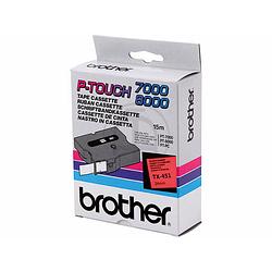 Foto van Brother tx-451 labelprinter-tape zwart op rood