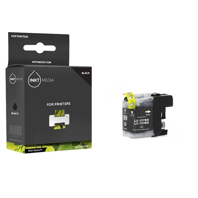 Foto van Inktmedia® -navulinkt - geschikt brother lc-123bk xl inktcartridge zwart - navul inkt - refill inkt