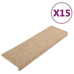 Foto van Vidaxl trapmatten zelfklevend 15 st sisal-look 65x21x4 cm zandkleurig