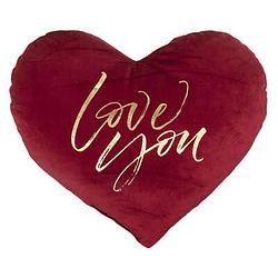 Foto van Sierkussen valentijn/love hartje vorm - rood - i love you - 30 x 30 cm - knuffelkussen