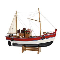 Foto van Items vissersboot schaalmodel - hout - 40 x 13 x 35 cm - maritieme boten decoraties voor binnen - beeldjes