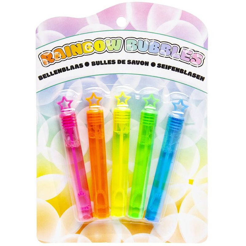 Foto van Lg-imports bellenblaas rainbow bubbles junior 10 cm 5-delig