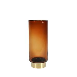 Foto van Ptmd maureen brown glass vase metal gold base round s