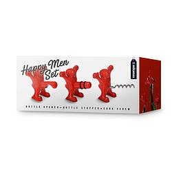 Foto van Happy man set - flesopener - kurkentrekker - flessenstopper - set van 3 - original