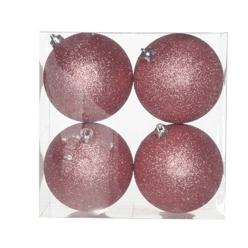 Foto van 12x kunststof kerstballen glitter roze 10 cm kerstboom versiering/decoratie - kerstbal