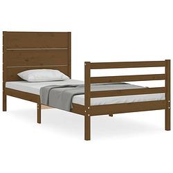 Foto van The living store bedframe grenenhout massief - 205.5 x 105.5 x 100 cm - honingbruin