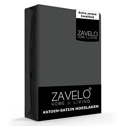 Foto van Zavelo katoen - hoeslaken katoen satijn antraciet - zijdezacht - extra hoog-twijfelaar (120x200 cm)